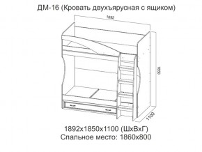 ДМ-16 Кровать двухъярусная с ящиком в Златоусте - zlatoust.magazin-mebel74.ru | фото