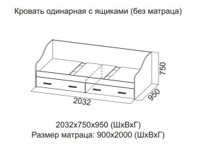 Кровать одинарная с ящиками (Без матраца 0,9*2,0) в Златоусте - zlatoust.magazin-mebel74.ru | фото