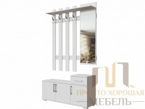 Вешалка с зеркалом 0,8 м №3 Ясень Анкор светлый в Златоусте - zlatoust.magazin-mebel74.ru | фото